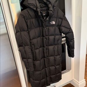 The North Face  women’s Black Hooded Puffer Coat